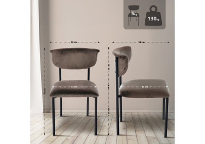 Ensemble de 2 chaises visiteurs Gambell, velours, marron