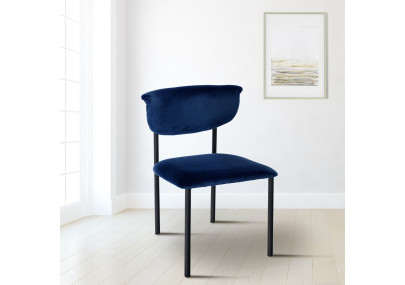 Lot de 2 chaises visiteurs Gambell en velours bleu foncé