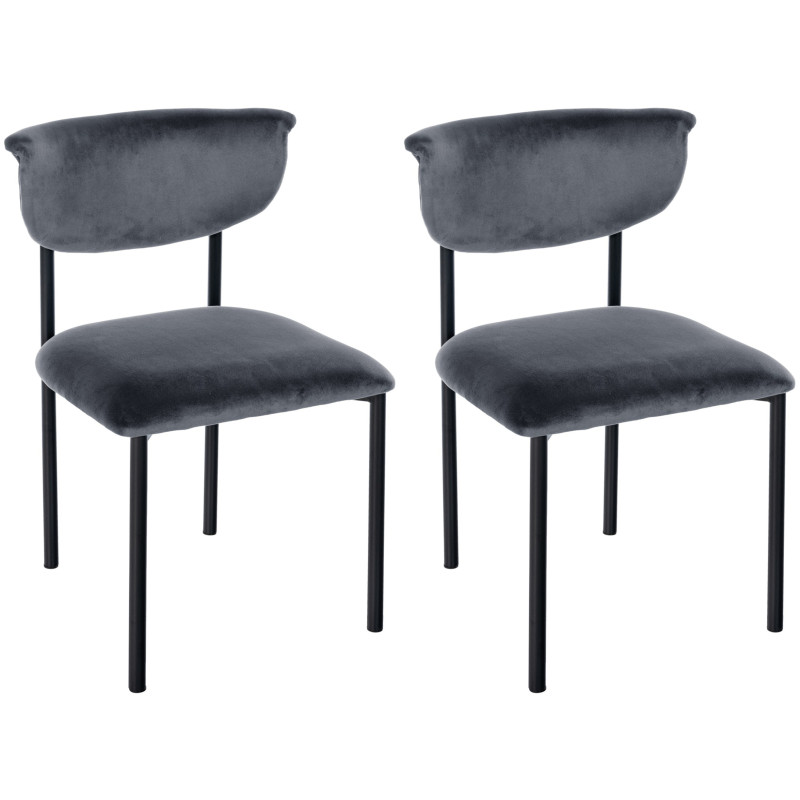 Lotto di 2 sedie visitatore Gambell in velluto grigio scuro