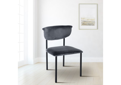 Lot de 2 chaises visiteur Gambell en velours gris foncé