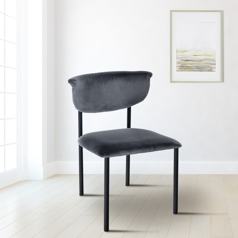 Lotto di 2 sedie visitatore Gambell in velluto grigio scuro