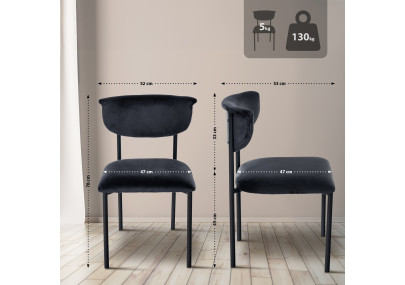 Lot de 2 chaises visiteurs Gambell en velours noir