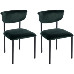 Lot de 2 chaises visiteurs Gambell en velours vert foncé