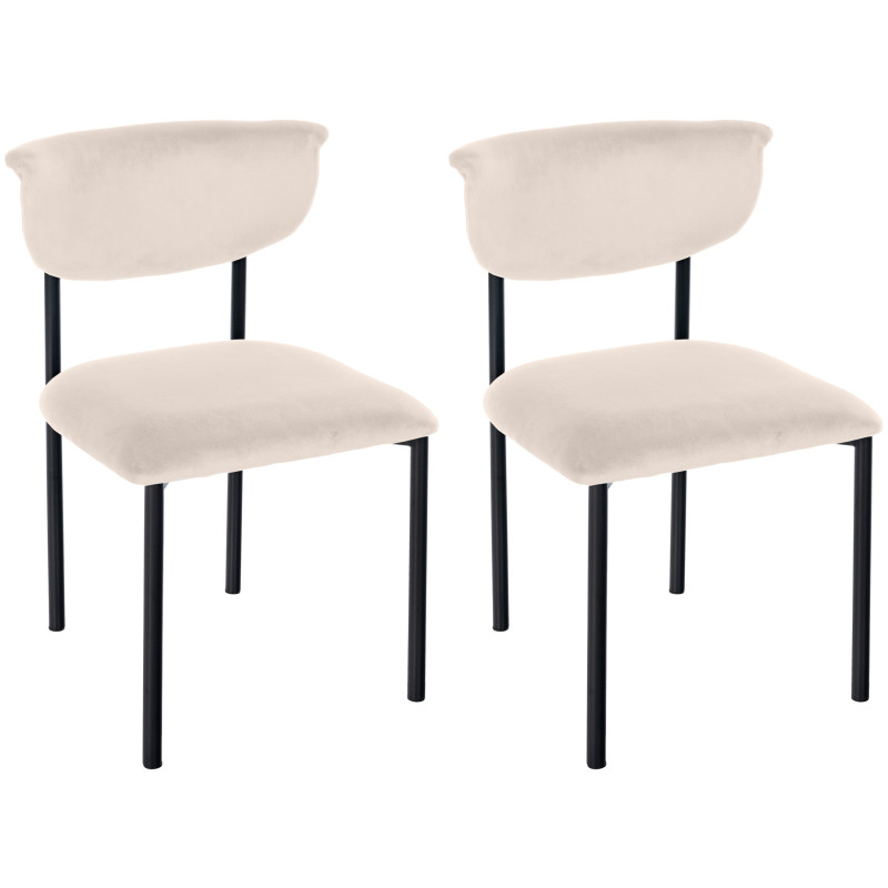Lotto di 2 sedie visitatore Gambell in velluto color crema
