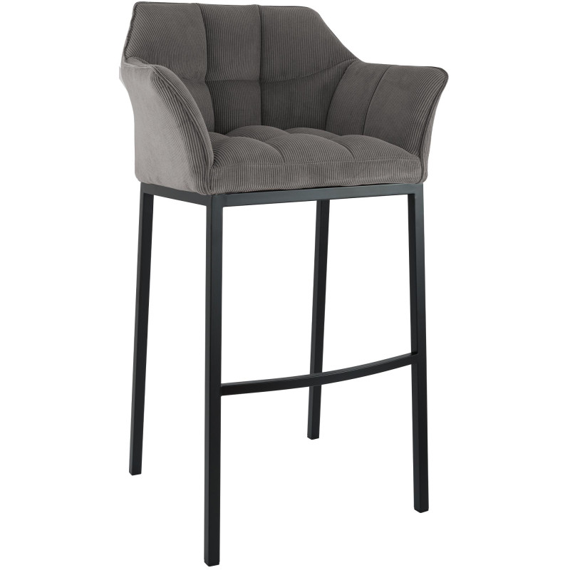 Tabouret de bar Damaso B Cord avec piètement à 4 pieds taupe