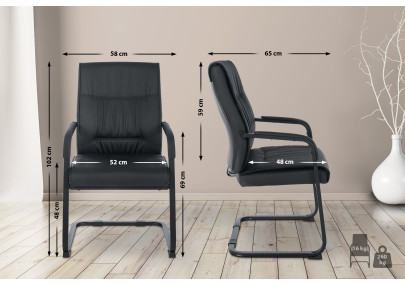 Chaise visiteur XL Anubis noir/noir