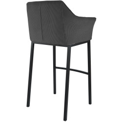 Tabouret de bar Damaso B Cord avec piètement à 4 pieds gris foncé