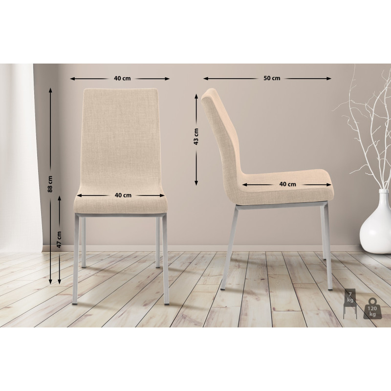 Sedia da pranzo Colmar, tessuto color crema
