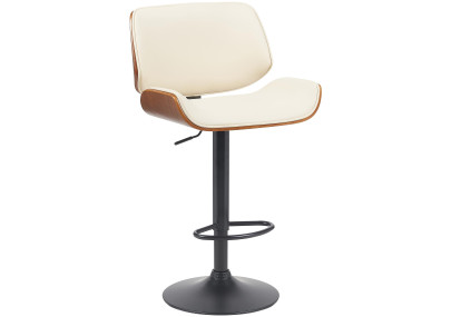 Tabouret de bar Beverley B similicuir noyer/crème