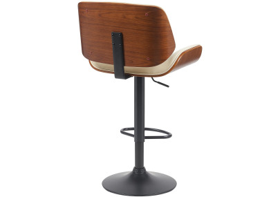 Tabouret de bar Beverley B, similicuir, noyer/crème