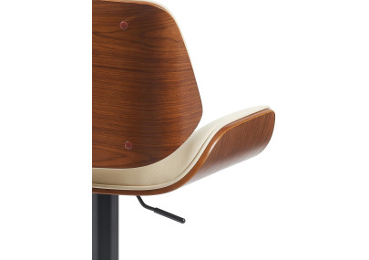Tabouret de bar Beverley B similicuir noyer/crème