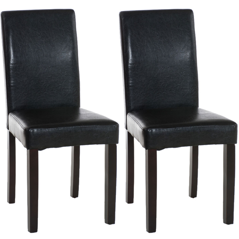 Conjunto de 2 sillas de comedor Ina, marrón oscuro/negro