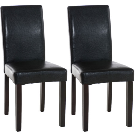 Conjunto de 2 sillas de comedor Ina, marrón oscuro/negro