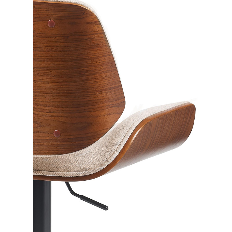 Tabouret de bar Beverley B, tissu noyer/crème