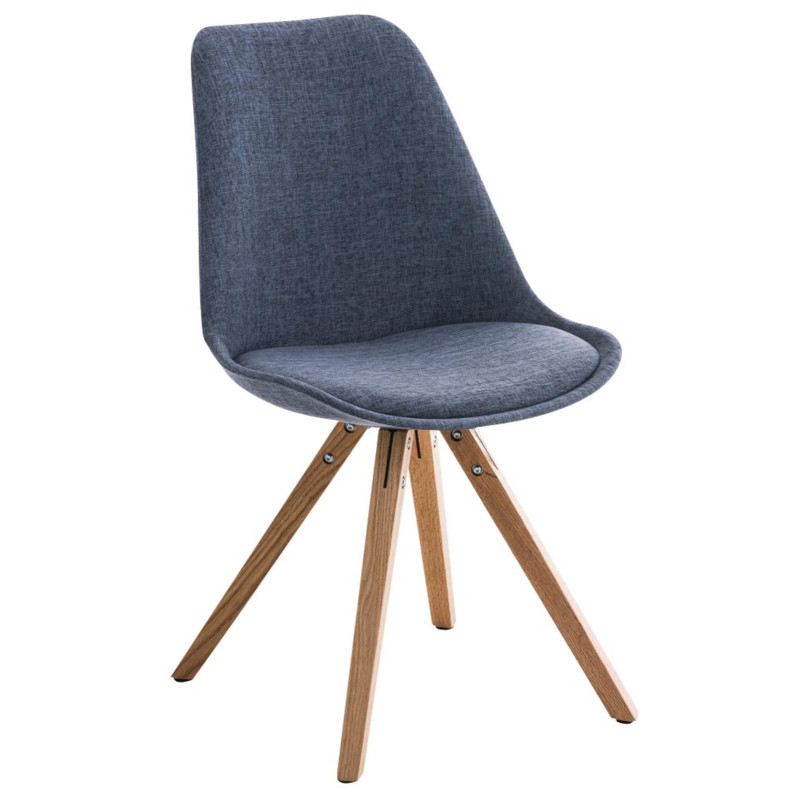 Chaise Pegleg, tissu carré, bleu naturel