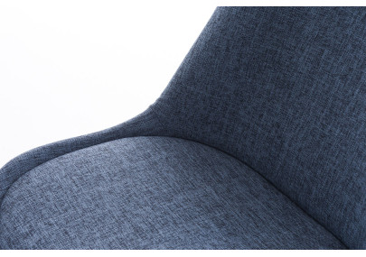 Chaise Pegleg, en tissu, carrée, blanche/bleue