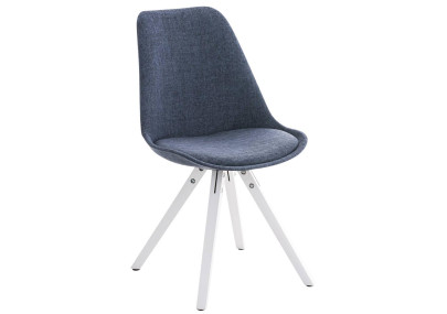 Silla Pegleg, en tela, cuadrada, blanca/azul