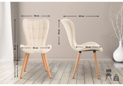 Chaise Elda en polyuréthane, couleur crème naturelle