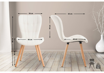 Sedia Elda in poliuretano bianco naturale