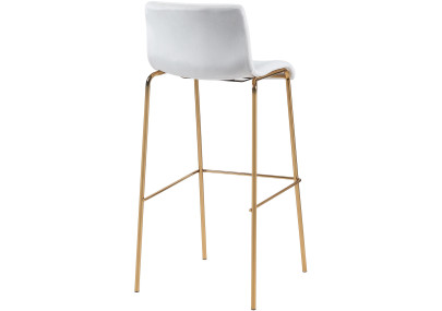 Tabouret de bar Hoover en velours, 4 pieds, doré et crème