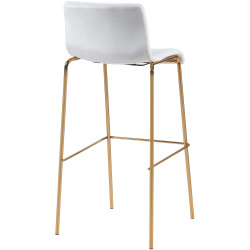 Tabouret de bar Hoover en velours, 4 pieds, doré crème