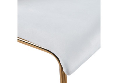 Tabouret de bar 4 pieds en velours Hoover doré crème