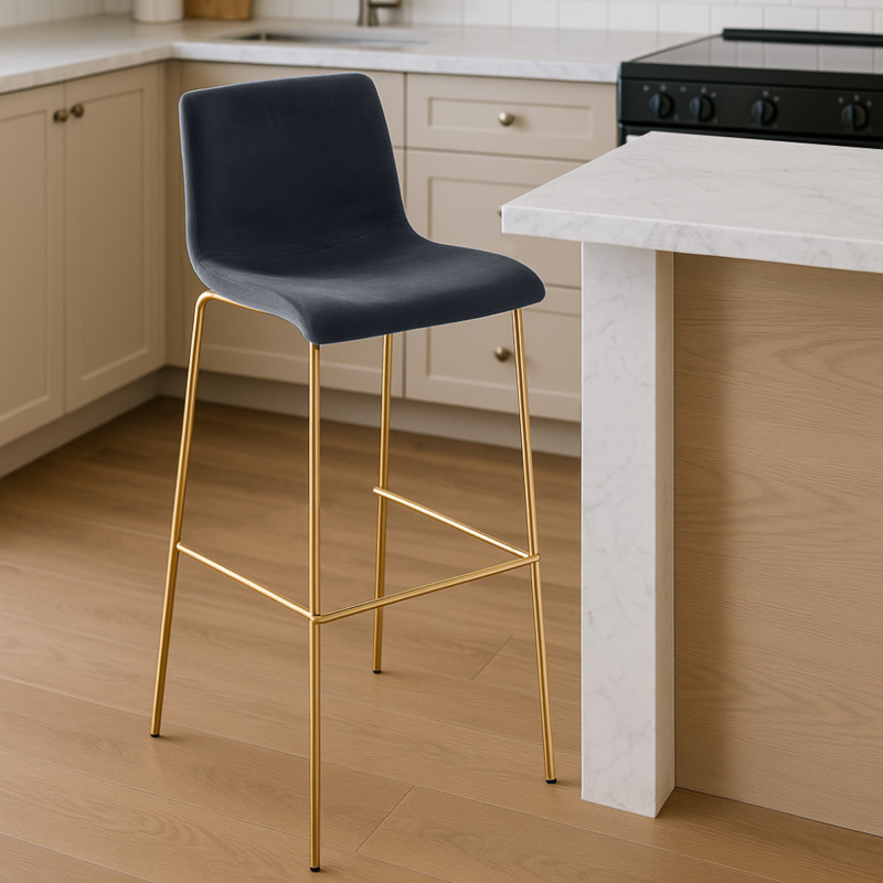 Barhocker Hoover Samt 4-Fuß Gold