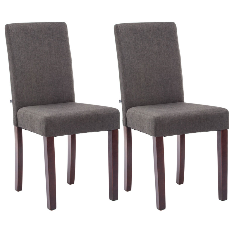 Conjunto de 2 sillas de comedor Ina, tela capuchino gris oscuro
