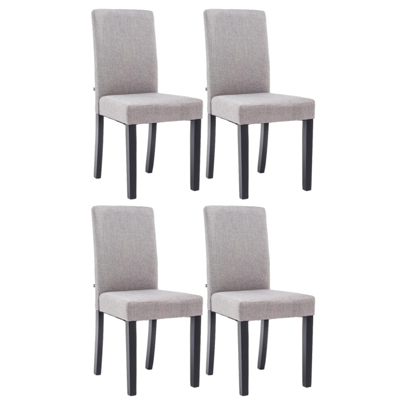 Conjunto de 4 sillas de comedor Ina, tela negra y gris claro