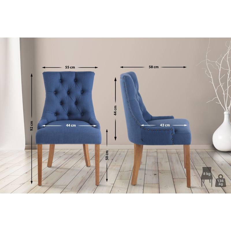 Sedia da pranzo in tessuto Aberdeen blu chiaro anticato