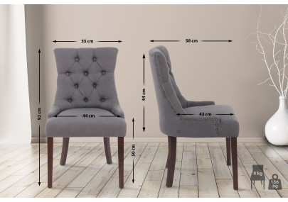 Chaise de salle à manger Aberdeen, tissu gris foncé antique