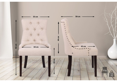 Chaise de salle à manger Aberdeen, tissu crème antique