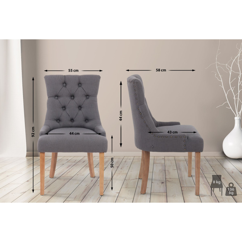 Sedia da pranzo Aberdeen, tessuto grigio scuro anticato chiaro