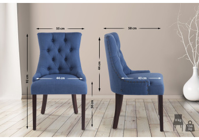 Chaise de salle à manger Aberdeen, tissu bleu antique