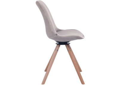 Chaise de salle à manger ronde en velours gris naturel Troyes