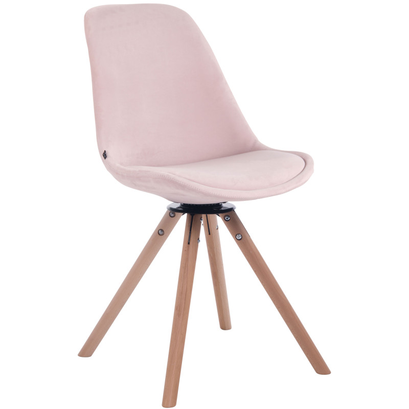Silla de comedor redonda de terciopelo rosa natural Troyes