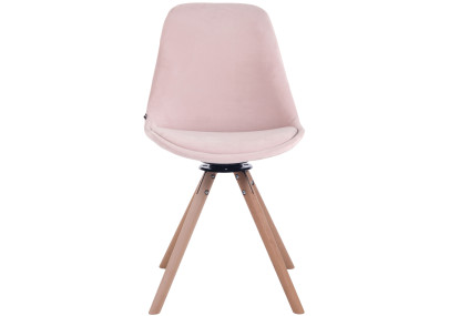 Chaise de salle à manger ronde en velours rose naturel Troyes