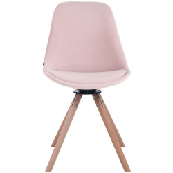 Silla de comedor redonda de terciopelo rosa natural Troyes