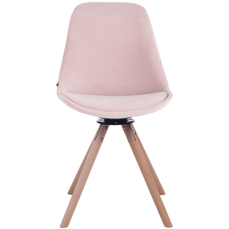 Silla de comedor redonda de terciopelo rosa natural Troyes