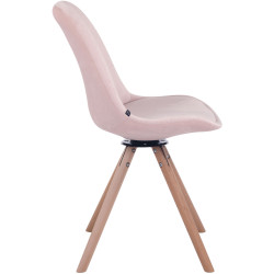 Silla de comedor redonda de terciopelo rosa natural Troyes