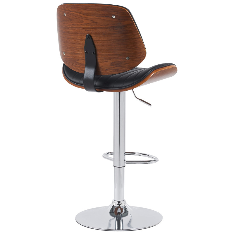 Ensemble de 2 tabourets de bar Clawson, similicuir, chromés noyer/noir