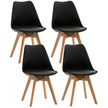 Ensemble de 4 chaises Linares, noires