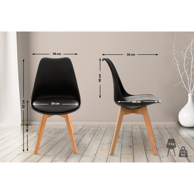 Ensemble de 4 chaises Linares, noires