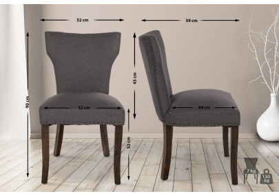 Silla de comedor Zadar, tela gris oscuro antiguo