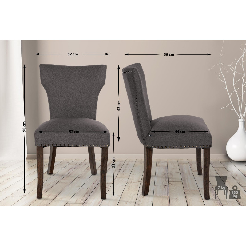 Cadeira de jantar Zadar, tecido cinza escuro antigo