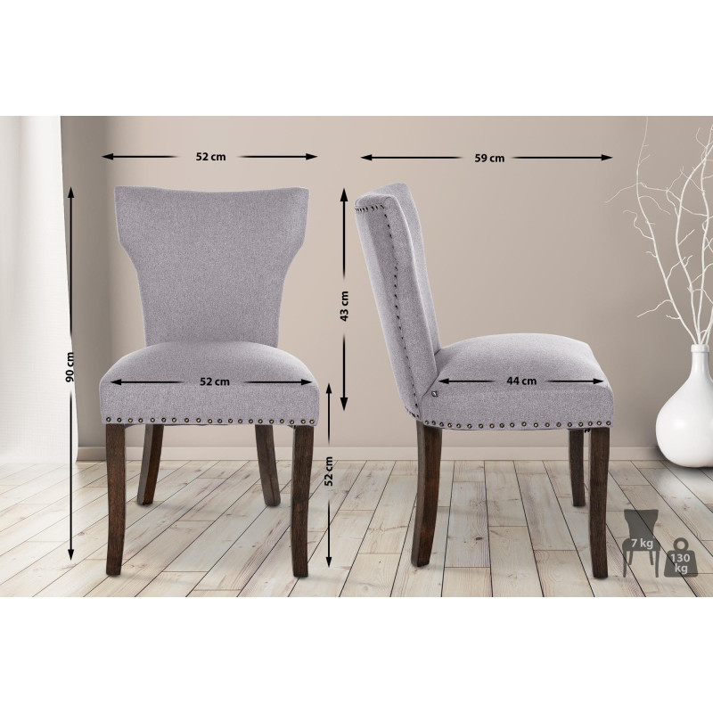 Cadeira de jantar Zadar, tecido cinza escuro antigo