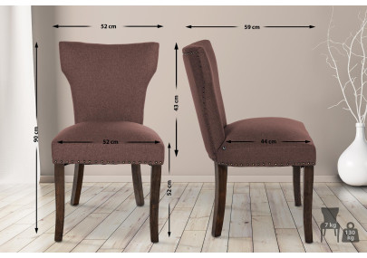 Silla de comedor Zadar, tela marrón oscuro antiguo