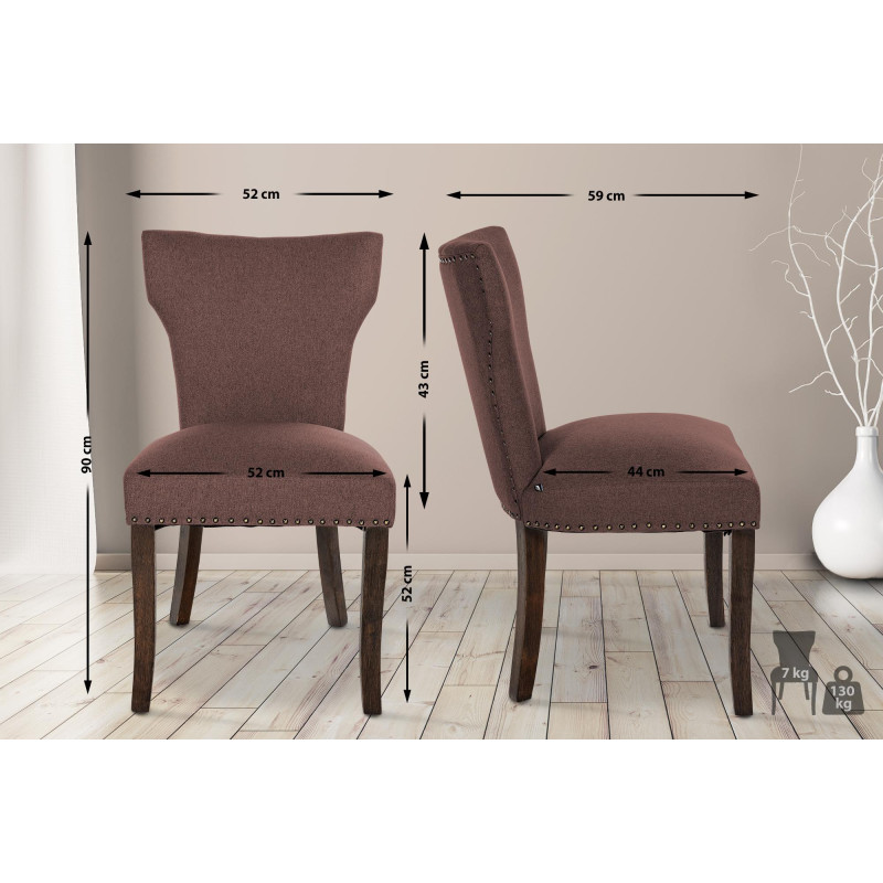 Sedia da pranzo Zadar, tessuto marrone scuro anticato