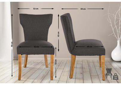 Silla de comedor Zadar, tela gris oscuro claro antiguo