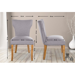 Silla de comedor Zadar, tela gris claro antiguo